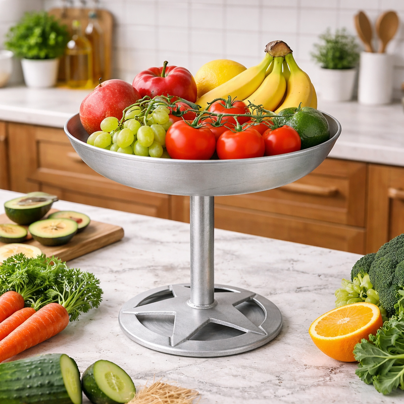 Aluminium Standing Food Plate | Pedestal Dinner Serving Thali for Meals and Table Use - Image 4 of 7