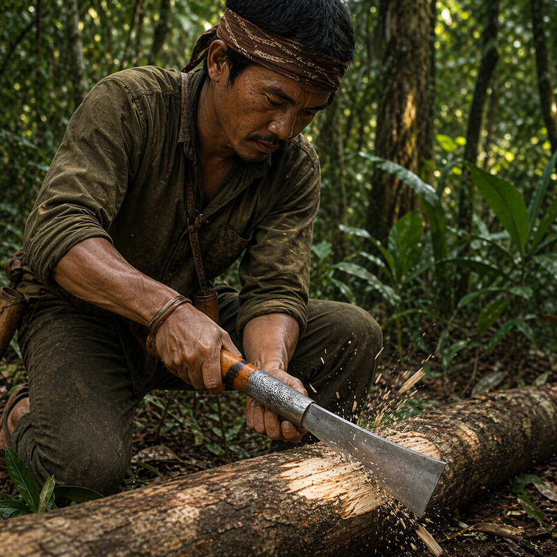 Traditional Handmade Naga Dao Knife | Heavy Duty Meat Chopper Wood Bamboo Cutter - Image 4 of 7