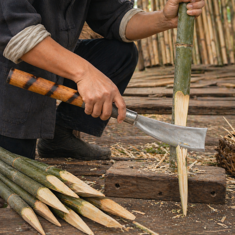 Traditional Handmade Naga Dao Knife | Heavy Duty Meat Chopper Wood Bamboo Cutter - Image 6 of 7
