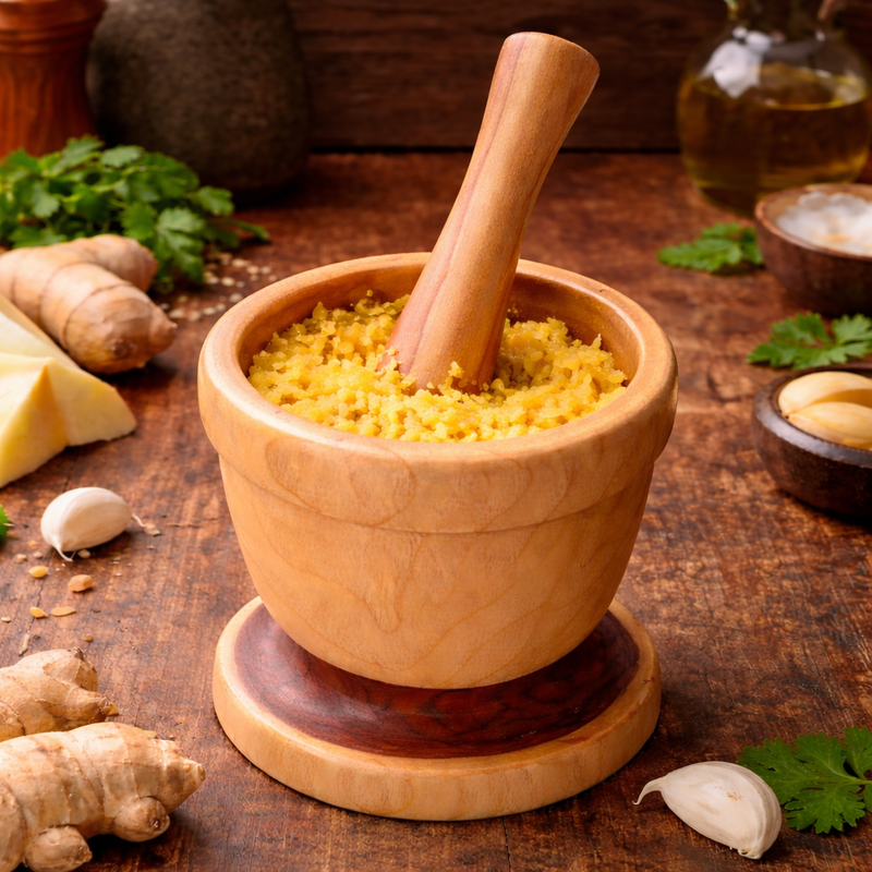 Wooden Mortar and Pestle Set | Handcrafted Spice Grinder and Herb Crusher for Kitchen Use - Image 7 of 7