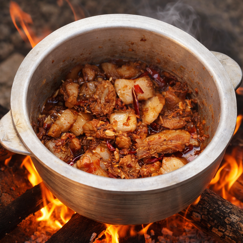 Mizoram Aluminium Caldero Traditional Cooking Pot with Lid - Image 3 of 13