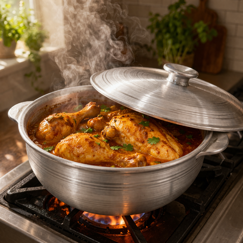 Mizoram Aluminium Caldero Traditional Cooking Pot with Lid - Image 11 of 13