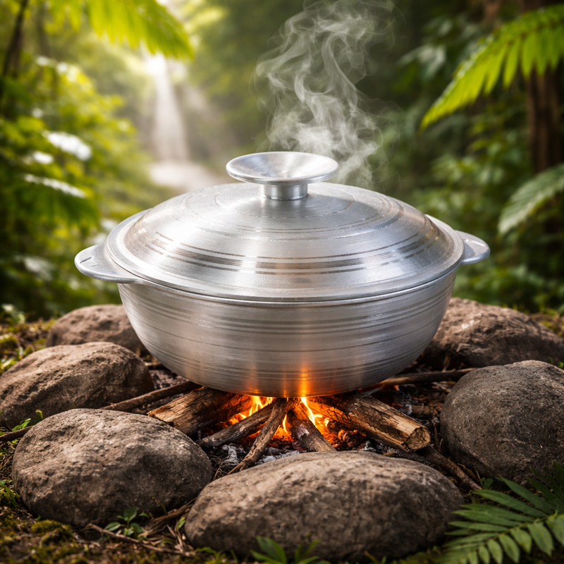 Mizoram Aluminium Caldero Traditional Cooking Pot with Lid - Image 12 of 13