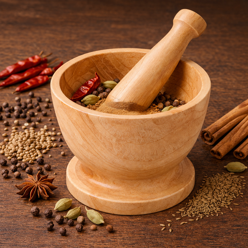 Handcrafted Wooden Mortar and Pestle Set - Image 7 of 7