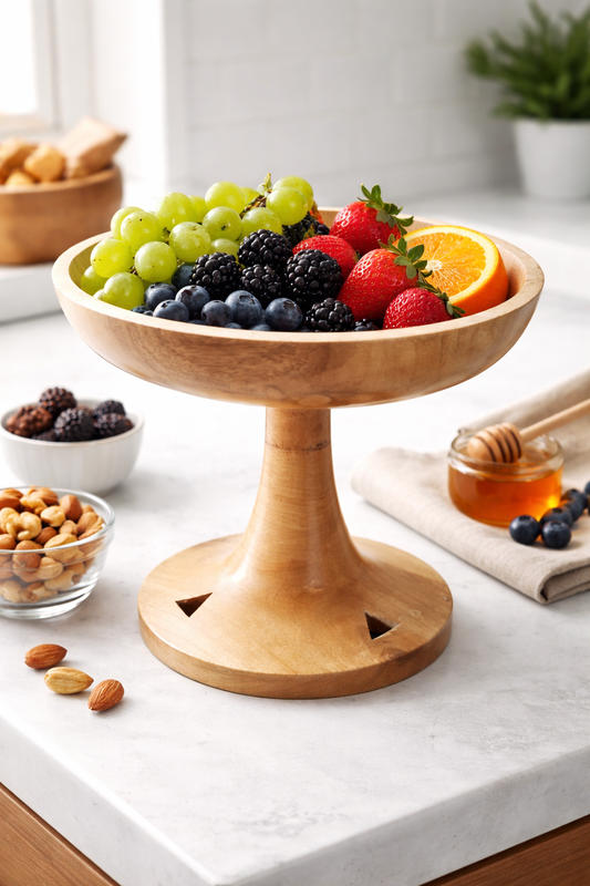 Handcrafted Wooden Dinner Plate with Stand - Image 2 of 7