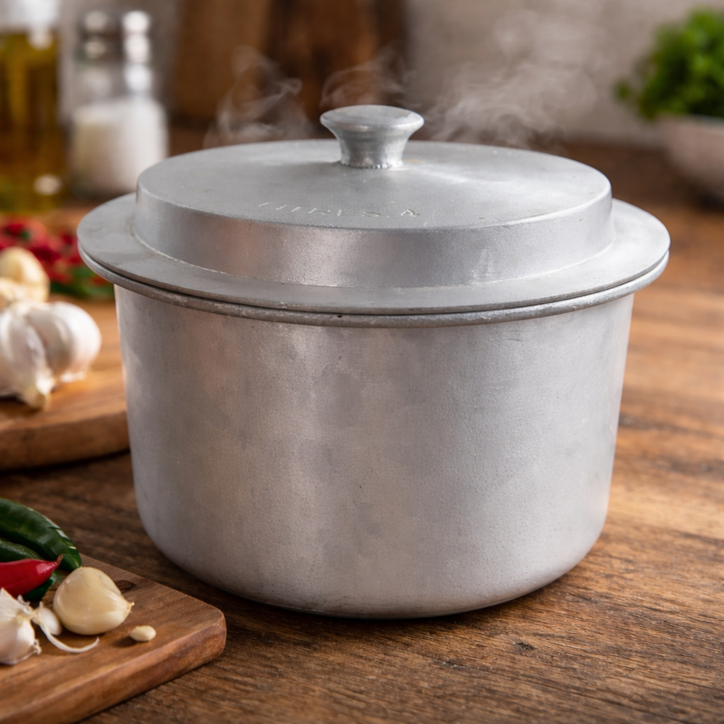 Traditional Handmade Aluminium Rice Cooking Pot with Lid | Heavy Duty Indian Handi for Daily Cooking - Image 4 of 7