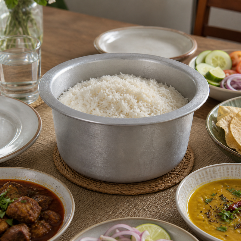 Traditional Handmade Aluminium Rice Cooking Pot with Lid | Heavy Duty Indian Handi for Daily Cooking - Image 6 of 7