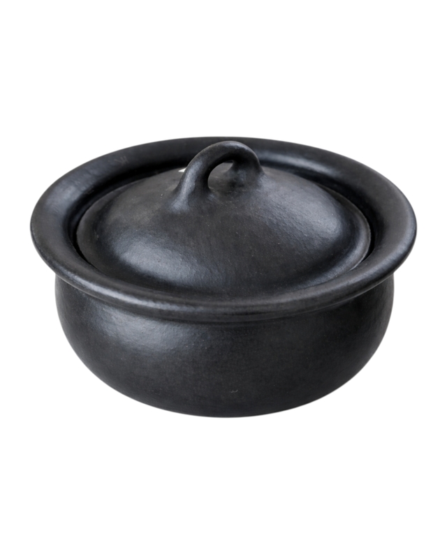 Handcrafted Longpi Traditional Earthen Black Clay Pottery Cooking Pot
