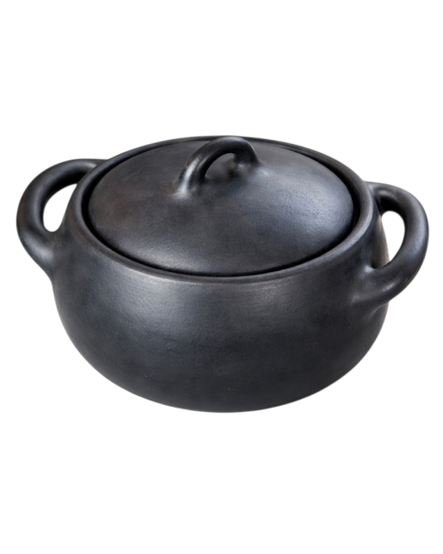 Longpi Black Clay Cooking Pot with Lid and Handles