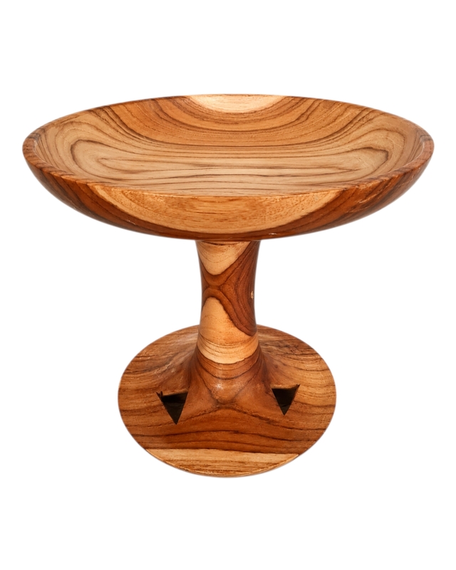 Handcrafted Wooden Standing Pedestal Serving Plate for Lunch Dinner Snacks and Fruits