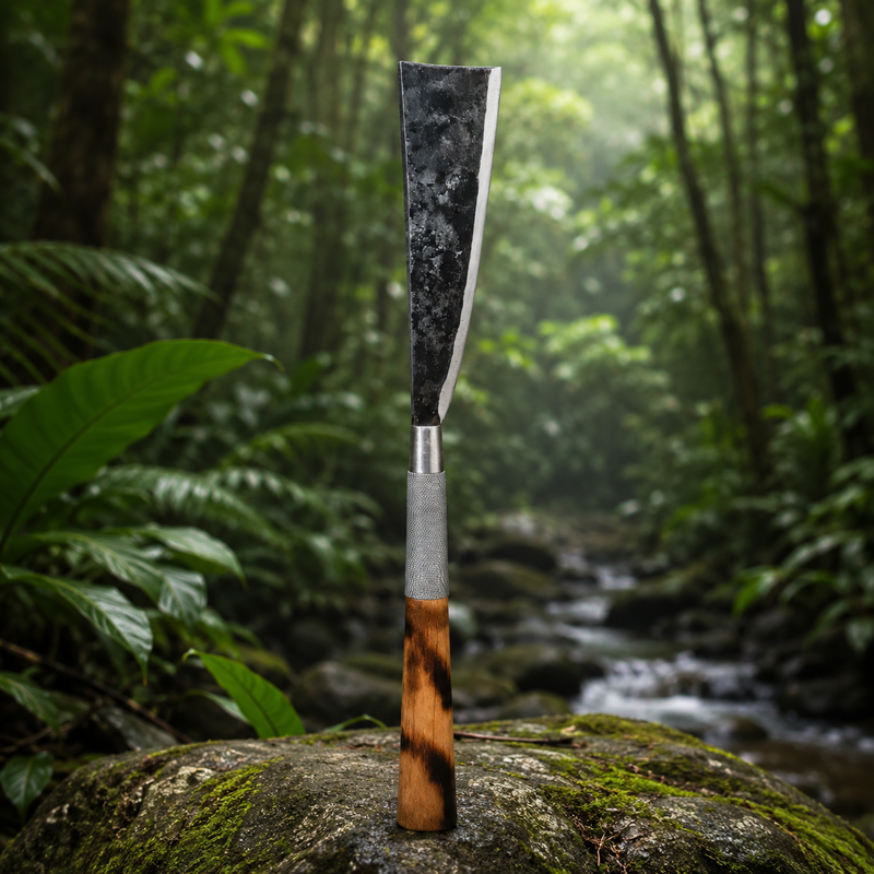 Rugged Heavy Duty Handmade Forged Iron Naga Dao Knife for Wood Bamboo Meat Grass and Bush Cutting - Image 3 of 10