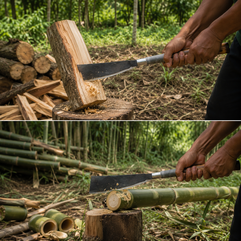 Rugged Heavy Duty Handmade Forged Iron Naga Dao Knife for Wood Bamboo Meat Grass and Bush Cutting - Image 8 of 10