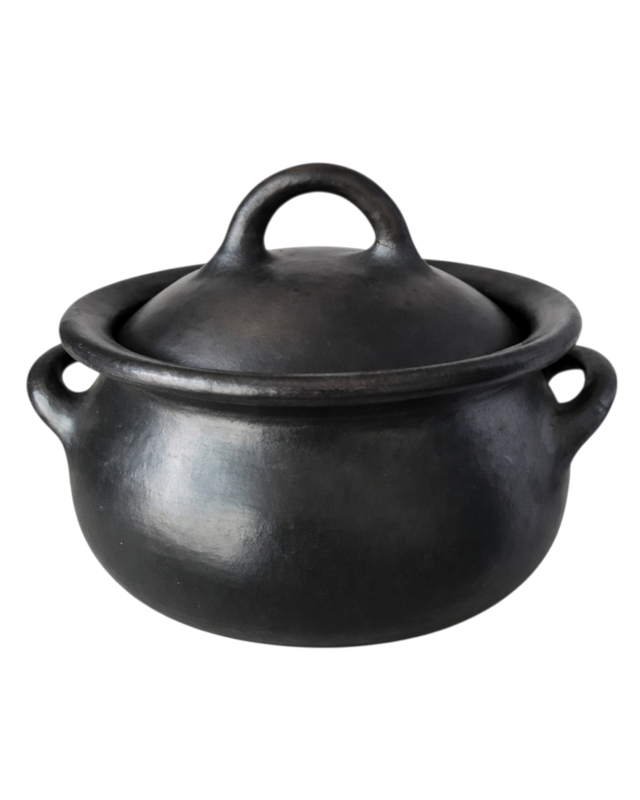 Longpi Black Clay Cooking Pot with Lid and Dual Side Handles
