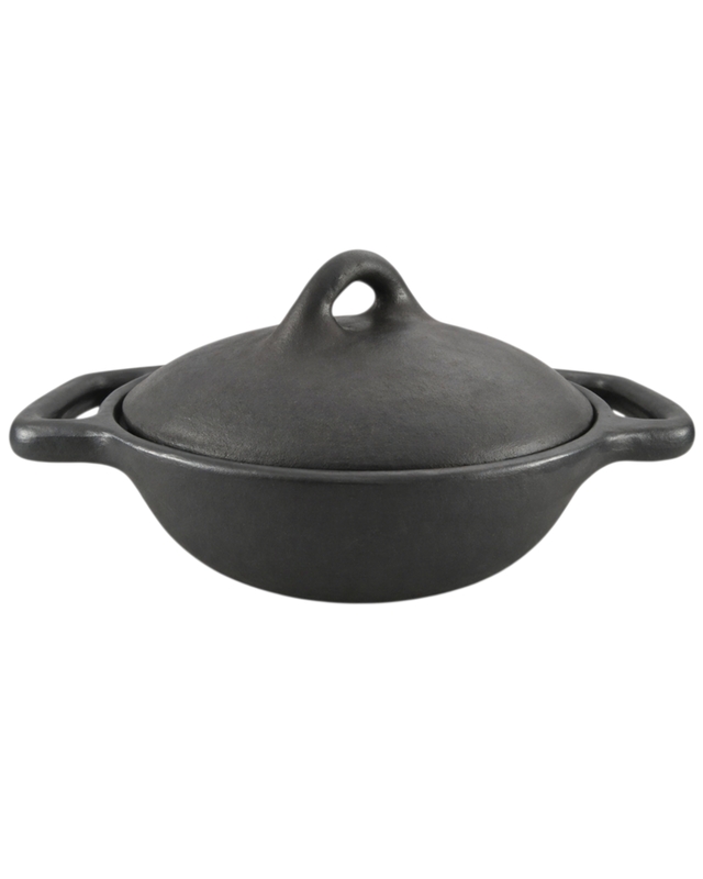 Manipuri Handcrafted Longpi Black Pottery Casserole with Lid