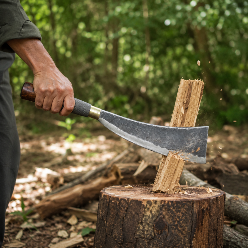 Multi Utility Naga Dao | Hand Forged Iron Curved Chopper - Image 4 of 10