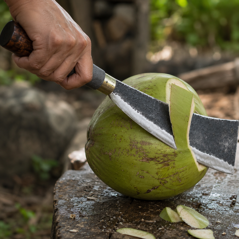 Multi Utility Naga Dao | Hand Forged Iron Curved Chopper - Image 3 of 10