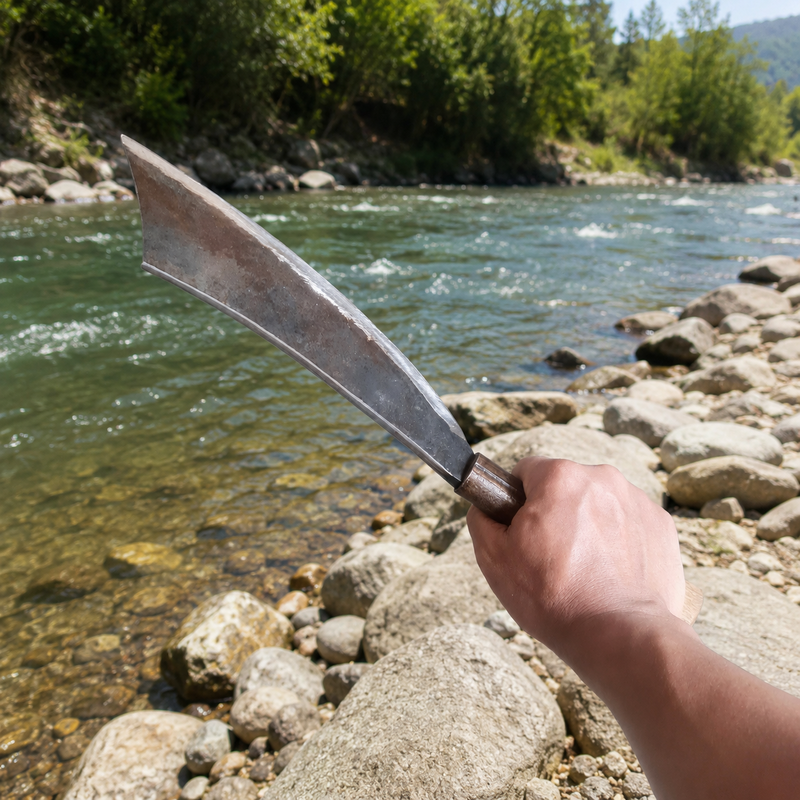 Hand Forged Naga Pointed Dao Knife | Iron Curved Bushcraft and Utility Knife - Image 4 of 10
