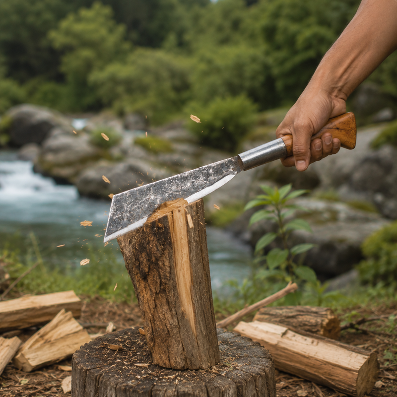Multipurpose Handmade Traditional Rugged Naga Dao Knife | Forged Iron Single Edge Utility Chopper - Image 3 of 8