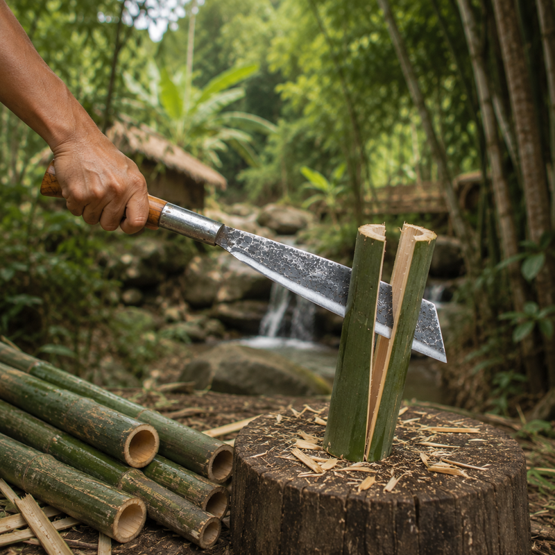 Multipurpose Handmade Traditional Rugged Naga Dao Knife | Forged Iron Single Edge Utility Chopper - Image 5 of 8