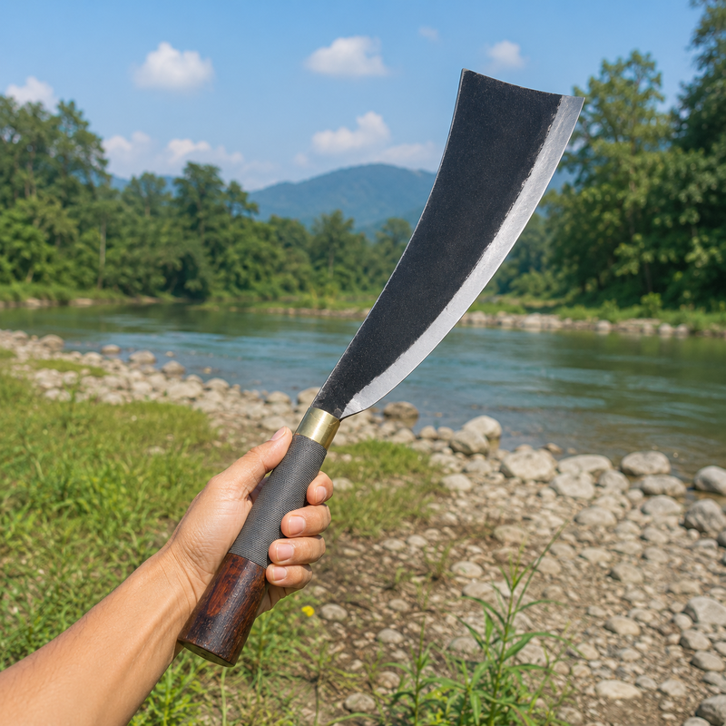 Handmade Iron Blade Rugged Curved Naga Dao Traditional Chopper - Image 5 of 8