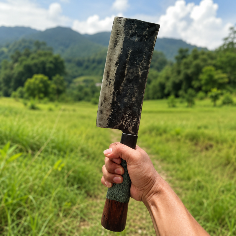 Heavy Duty Handmade Naga Meat Cleaver Forged Iron Kitchen Chopper - Image 2 of 9