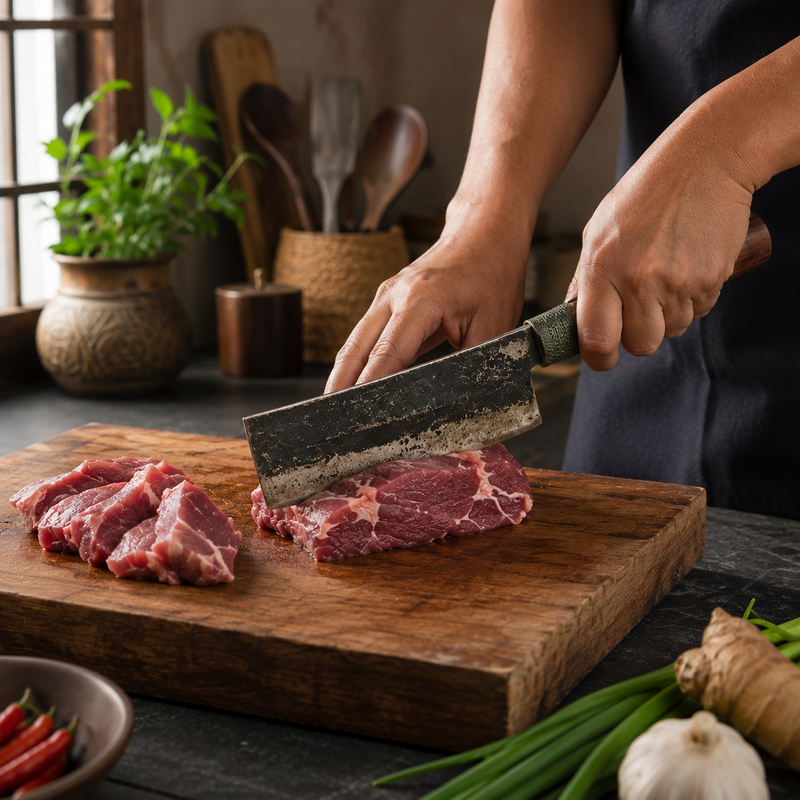 Heavy Duty Handmade Naga Meat Cleaver Forged Iron Kitchen Chopper - Image 3 of 9