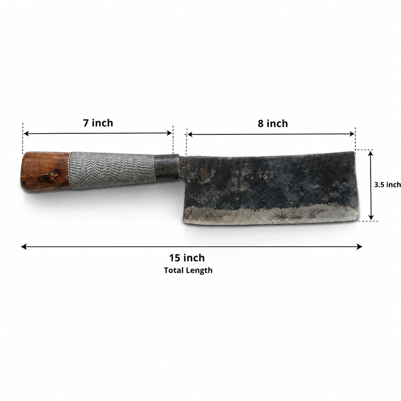 Heavy Duty Handmade Naga Meat Cleaver Forged Iron Kitchen Chopper - Image 6 of 9