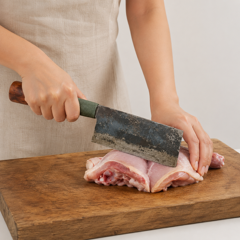 Heavy Duty Handmade Naga Meat Cleaver Forged Iron Kitchen Chopper - Image 7 of 9