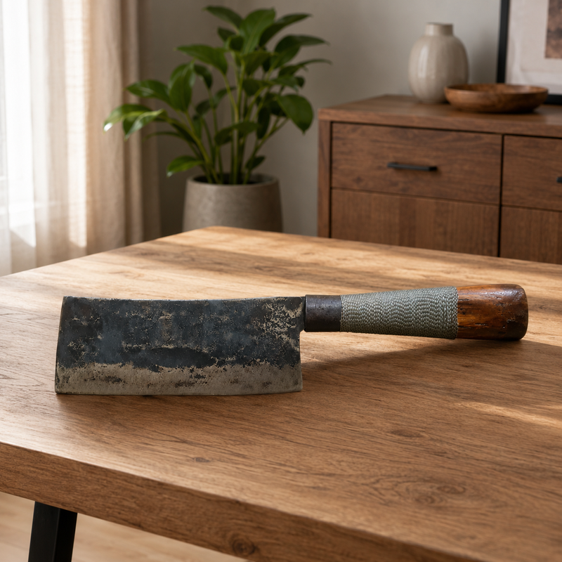 Heavy Duty Handmade Naga Meat Cleaver Forged Iron Kitchen Chopper - Image 8 of 9