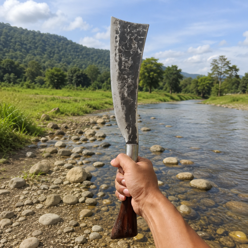 Traditional Naga Pointed Utility Chopper Handmade Forged Iron Dao - Image 3 of 9