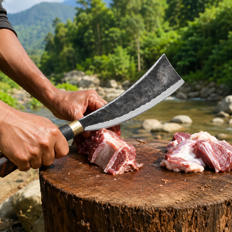 Multi Utility Naga Dao | Hand Forged Iron Curved Chopper - Image 7 of 10
