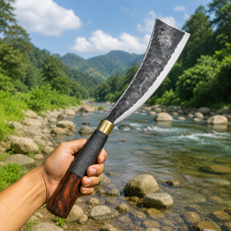 Multi Utility Naga Dao | Hand Forged Iron Curved Chopper - Image 8 of 10