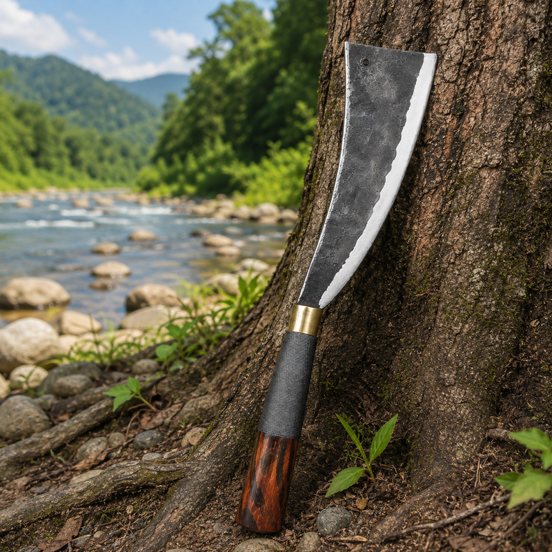Multi Utility Naga Dao | Hand Forged Iron Curved Chopper - Image 9 of 10