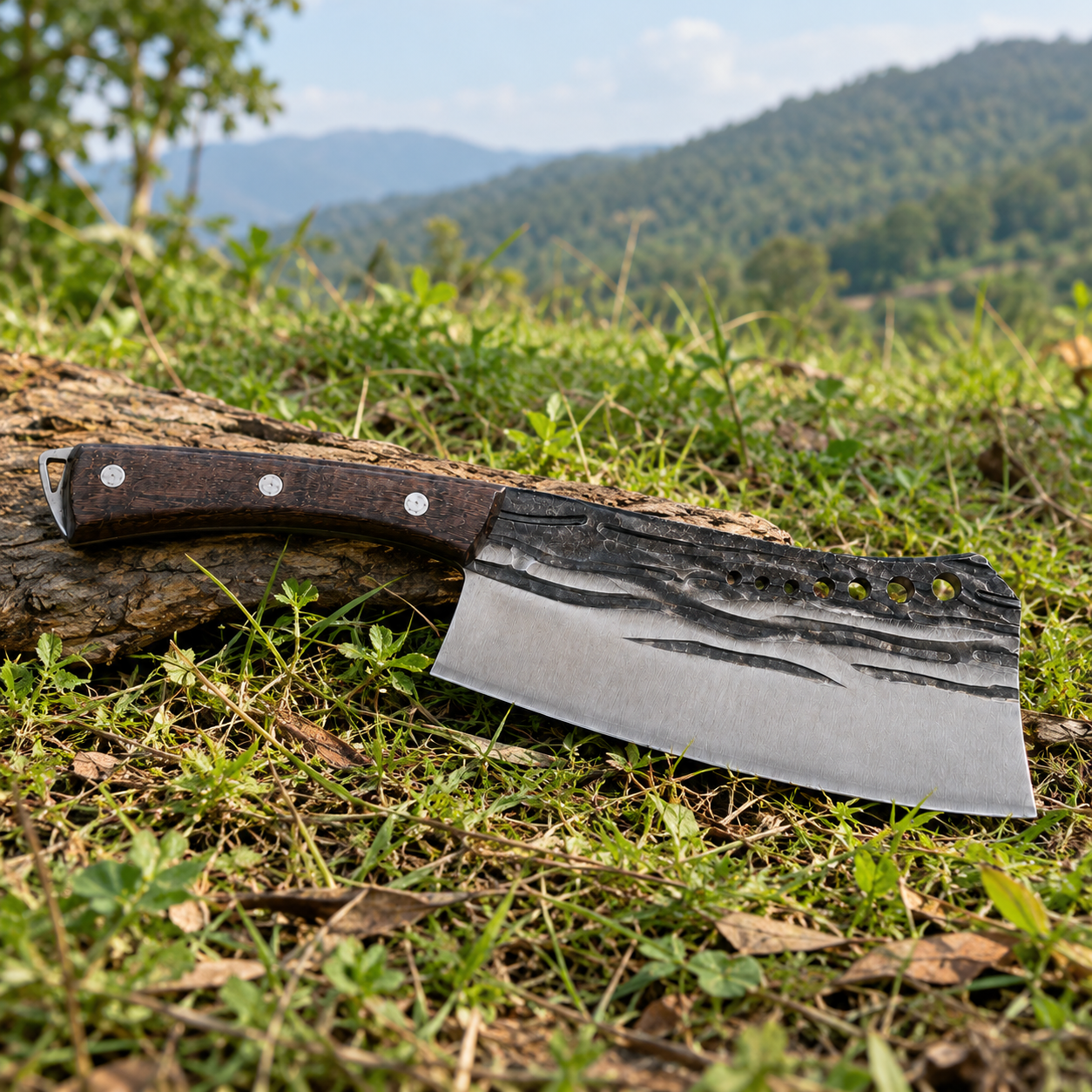 Multi Purpose Kitchen Knife Meat Cleaver with Wooden Handle - Image 5 of 8