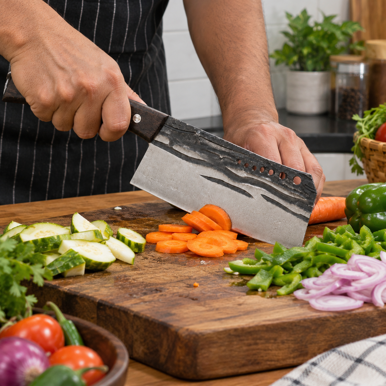 Multi Purpose Kitchen Knife Meat Cleaver with Wooden Handle - Image 8 of 8